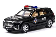 Invite Enterprise Die-Cast Metal Bmw X7 Police Car In 1:32 Scale With Retractable Doors, Pull-Back Mechanism, Blinking Headlights, And Taillights?Colors As Per Stock?