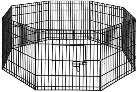 i.Pet 24" 8 Panel Pet Dog Playpen Rabbit Play Pen Playpens Fence Cage Cages Puppy Exercise Enclosure Crate Pets Barrier Portable Outdoor Indoor Run Gate Guinea Pig Heavy Panels Kennel