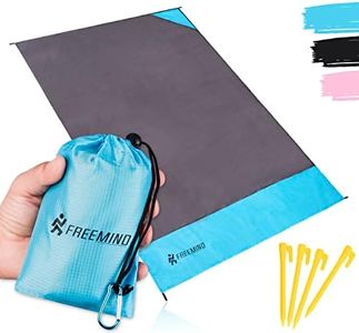 freemind® Stranddecke - ultraleichte, dünne Picknickdecke ohne Polsterung - 140 x 200 cm - wasserabweisend, kompakt, sandfrei - Mini Pocket Blanket für Reisen, Camping - inkl. 4 Heringe, Karabiner