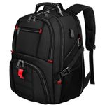 YOREPEK Travel Backpack, Extra Large 50L Laptop Backpacks for Men Women, Water Resistant College Backpacks Airline Approved Business Work Bag with USB Charging Port Fits 17 Inch Computer, Black