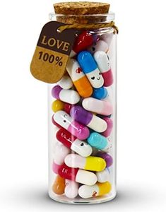 Mczcent Letras de cápsula con mensaje en botellas de vidrio, bonita cara sonriente de amor, amistad, píldoras de color con botella de deseos, píldoras de mensaje para niños, niñas, amigos, familia, 47
