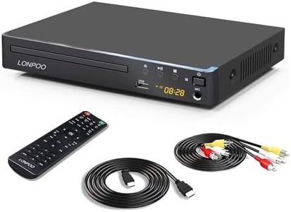 Compact DVD Player HDMI for TV - Multi-Region DVD CD Disc Player with Full HD Picture Quality, Anti-Skip, Noise Cancellation, Port for USB-IN & MIC-Out, Remote &HDMI & AV Cable Included (LP-099)
