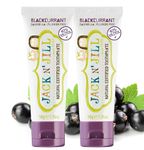 Jack N’ Jill Natural Certified Kids Toothpaste – Fluoride-Free Toddler & Baby Toothpaste with 40% Xylitol, No Sugar, Suitable from 6 Months+, Organic Blackcurrant Flavour, Pack of 2 (50g Each)