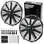 DNA Motoring RAF-14+FMK-X2 2Pcs 14" Inch Electric Radiator Cooling Fan kit (Black)