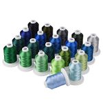 Simthread Embroidery Machine Thread Kit 800Y 21 Spools Blue and Green Colors for Professional Embroidery Design