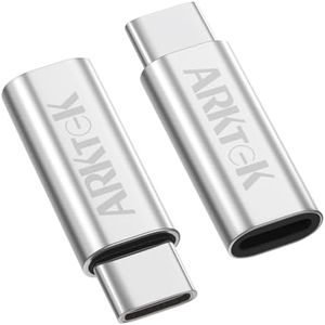 ARKTEK USB-C Adapter i OS Lightning Cable (Female) to USB Type C (Male) - Charging Adapter for iPhone 16 15 Series AirPods 4 Galaxy S24/Note 20, Pixel 9 and More，Not for Audio/OTG/Data(2 Pack, Silver)