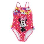 Disney Store Minnie Mouse Swimsuit Size XXS 3/3T 1-Piece Pink Swimwear With Bows