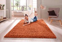 SHAGGY RUG Modern Rugs Living Room Extra Large Small Rectangular Size Soft Touch 30MM / 3cm Thick Pile Living Room Area Rugs Non Shedding (Orange, 60cm x 110cm (2ft x 3.6ft))