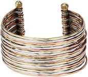 SPUNKYsoul New! Boho Metal Cuff Bangle Bracelets for Women in Silver Gold or Multi Toned Copper l Collection (Multi-tone 18 Line)