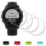 iDaPro [4 Pack] Screen Protector for Garmin Forerunner 935 Running Watch + Silicone Anti-dust Plugs, Tempered Glass Anti-Scratch Bubble-Free