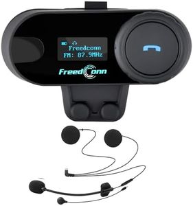 FreedConn Motorcycle Helmet Bluetooth Intercom Kit, TCOM-SC Motorbike Helmet Intercom Interphone Headset, for 2 or 3 Riders, LCD Screen/FM Radio/Mobile phone/MP3/GPS Connective/Range 800m(1 Pack)