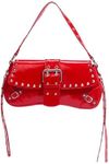 Verdusa Women's Shoulder Bag Y2K Handbag Rivet Punk Hobo Purse with Buckle Red One-Size