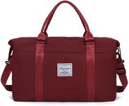 KARRESLY Travel Duffel Bag for Women,Shoulder Weekender Overnight Bag Sports Gym Tote Bag,Waterproof, Wine Red, Free Size