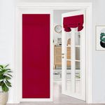 DWCN Blackout French Door Curtains-Thermal Insulated Block Light Tricia Window Door Panels Room Darkening Door Curtain with Adhesive Tape for Sidelight Door, Set of 1 Panel, 26x68 Inch,Red