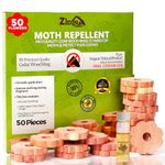 Zidina Moth Repellent for Wardrobes - 50 Rings - Natural Cedar Rings Moth Repellent - Anti Moth Products Wardrobe - Moth killer for Wardrobe - Moth Repellent for Clothes - Moth Balls with Sandpaper