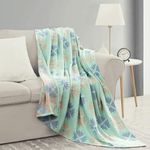 Chezmoi Collection 100% Cotton Twin Size Throw Blanket for Bed Sofa Couch, Boho Geometric Jacquard Woven Lightweight 4-Layer Reversible Cotton Thin Blanket, Multi-Color Mint Green Blue Taupe 68x88