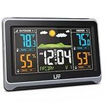 Weather Stations Wireless Indoor Outdoor, LFF Weather Station Indoor Outdoor Thermometer Wireless, Color Display Digital Weather Thermometer with Atomic Clock, Weather Forecast Station with Backlight