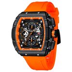 Mini Focus Men's Watch Fashion Sport Wrist Watches (Chronograph/Waterproof/Luminous/Calendar) Silicon Strap Quartz Watch for Men, Orange_Black, Chronograph,Quartz Watch