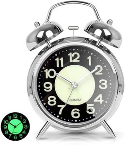 Super Loud Alarm Clock Silent, Loud Alarm Clock for Heavy Sleepers, Twin Bell Retro 4 Inch with Night Light, Twin Bell Analog Kids Alarm Clocks for Bedrooms Bedside for School、Home、Office