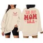 DUTUT Mama Sweatshirts for Women in My Mama Era Sweatshirt Fashion Mom Crewneck Pullover Moms Gift Casual Letter Print Tops Apricot