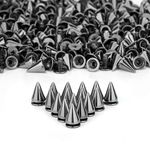 LUTER 200 Sets/Pairs 7x9.5mm Bullet Cone Spikes and Studs Gun Metal Screw Back Studs DIY Craft Rivets Punk for Clothing Shoes Leather Belts Bag (Gun-Black)