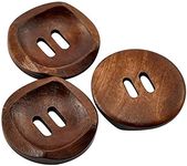 10 Round Brown Wooden Buttons 30mm with 2 Holes (30mm-10Pcs)