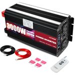 LVYUAN 3000W Power Inverter DC 12V to 240V AC Converter 6000W Peak with 2 AC Sockets 1 USB, LCD Display and Wireless Remote Control, for Car Caravan Camping Boat Converter