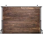 LYWYGG 7x5ft Thin Vinyl Brown Wood Backdrop Photographers Retro Wood Wall Background Cloth Seamless CP-19