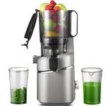 AMZCHEF 250W Automatic Slow Juicer Free Your Hands -135MM Opening and 1.8L Capacity Juicer for Whole Fruit and Vegetable, Professional Juicer with Triple Filter, Silent Motor and Safety Lock - Grey