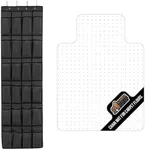 Gorilla Grip Over the Door Shoe Organizer and Office Chair Mat for Carpet Floor, Organizer 1 Pack Black, Storage Holder, Mat Size 32.5x48 No Lip Clear, No Divot, 2 Item Bundle