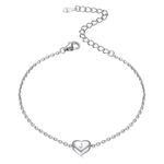 Silver Initial Heart Bracelet for Women Mom 925 Sterling Silver Charm Bracelets