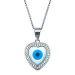 Parnika Exquisite Evil Eye Design Pendant in Pure 92.5 Sterling Silver for Girls and Women | Pendant Only | Gift for Her | With Certificate of Authenticity | Chandi Dollar Locket | (Heart)