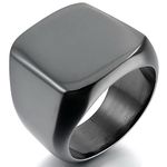 TEMEGO Jewelry Mens Stainless Steel Ring, Wide Polished Finish Band, Black