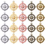 Compass Pendant Charms, 30pcs Alloy Tibetan Style Compass Shape Charms Nautical Beads Pendants Craft Supplies Accessories for Bracelet Necklace Jewelry Making, 5 Colors