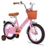 STITCH Retro 14 Inch Kids Bike for 3-5 Years Old Girls, 14 Inch Wheels Girls Bike with Stabilisers & Basket,Pink