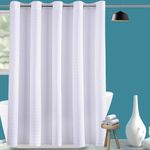 Conbo Mio White Fabric Hotel Shower Curtain for Bathroom Machine Washable Waterproof Repellent Modern Home Shower Curtain (White Style, 71(W) x 74(H))