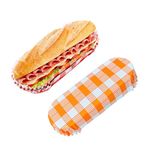 YYBD 300Pcs Hot Dog Trays Orange White Buffalo Plaid Fall Checkered Food Trays Fluted Boats Container Trays Disposable Paper Food Tray for Sandwiches and Hamburgers Hot Dog Cart Accessories