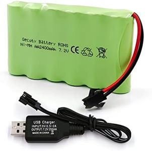 Gecoty® 7.2 V NI-MH Battery Pack, 2400 mAh Rechargeable AA RC Car Battery, 7.2 V Battery with Charging Cable, SM Plug for Remote Controlled Trucks, Lighting, Power Tools