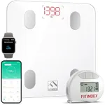 FITINDEX Smart Scale and Tape Measure, Digital Bathroom Scale & Body Tape Measure Sync with APP, Bluetooth Weighing Machine, Body Composition Analyzer, for Health Care