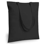 TOPDesign 5-Pack Economical 16"x15" Black Cotton Tote Bag, Lightweight Medium Reusable Grocery Shopping Cloth Bags, Suitable for DIY, Advertising, Promotion, Giveaway, Activity