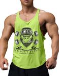 GYMAPE Mens Stringer Gym Bodybuilding Tank Tops Cotton for Workout with Arch Hem, Yellow, X-Large