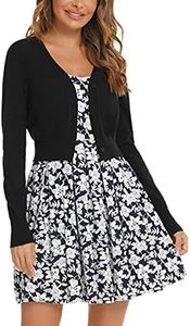 Enjyam Femme Cardigan Pull Court Gilet Boléro Manches Longues en Tricot pour Robe-Noir/L