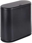 IEEK Plastic Trash Can with Press Top Lid,3.2 Gallon /12 Liter Garbage Can,Black Modern Waste Basket Thin Trash Cans for Bathroom,Kitchen,Living Room,Office and Narrow Spaces