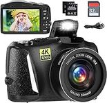 Digital Camera Full HD 4K Video Camera 48MP Compact Camera 16x Digital Zoom and 3.2 Inch Screen Vlogging Camera for Photography Beginners (Include 32G SD Card & 2 Batteries)