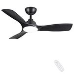 CJOY Ceiling Fans with Lights, 42'' Ceiling Fan Lights with Remote Control LED Dimmable, Black Ceiling Fans with Lamps Quiet Reversible DC Motor 3 Blade 6 Speeds for Bedroom Living Room