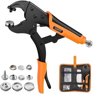 Kamtop Snap Fastener Tool Kit with Storage Bag - Adjustable Snap Fastener Plier with 30 Sets Metal Snaps, Canvas Snaps Install Tool Kit for Fabric, Boat Cover, Tarps, Leather