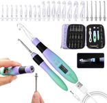 Yarniss 22 in 2 Lighted Counting Crochet Hook Set with Spiral Handle 2.0~14.0mm, Rechargeable Light Up Crochet Hook with Stitch Counter & Case, Colorful Purple