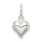 925 Sterling Silver Hollow Polished Puff Love Heart Charm Pendant Necklace Measures 18x10mm Wide Jewelry for Women, Sterling Silver