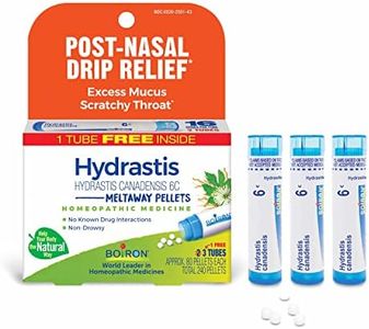 Boiron Hydrastis Canadensis 6C Homeopathic Medicine for Post-Nasal Drip Relief, Excess Mucus, Scratchy Throat - 3 Count (240 Pellets)