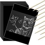 60Pieces Scratch Paper Art Set for Kids Adults Scratchboard Craft Kits 21*29.7cm / 8.27*11.69in Black Scratch off Paper for Kids Art Supplies with Wooden Stylus for DIY Birthday Party Gift Supplies